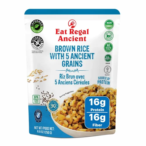 Miniatura 10 de Eat Regal Arroz negro antiguo, paquete de 6, 8.8 onzas, sin OMG, certificado Kosher y Halal, listo para 1.5 minutos, sin gluten