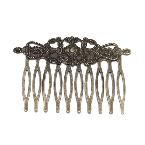 Miniatura 3 de 5 unids/lote 52 × 2.205 in pasadores de bronce antiguo dientes horquillas de metal hallazgos DIY peine de pelo suministros para la fabricación