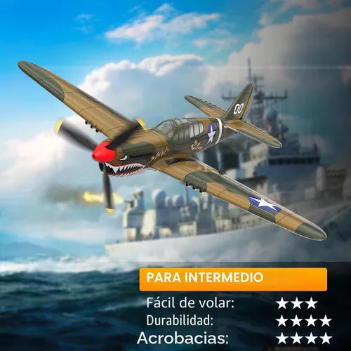 Miniatura 5 de VOLANTEXRC Avión RC, avión de combate P40 de control remoto de 4 canales con Aileron, giroscopio de 6 ejes, acrobacias aéreas para adultos