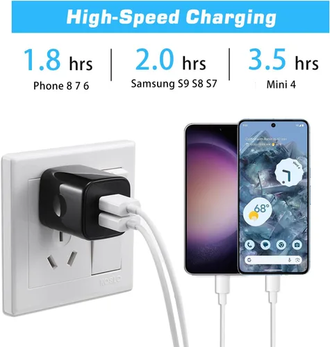 Miniatura 3 de X-EDITION Cargador de pared USB, paquete de 4 unidades de 2.1 A, adaptador de corriente USB de doble puerto, cargador de pared, bloque de carga