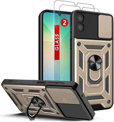 Miniatura 33 de Funda para teléfono Galaxy A06 4G: con protector de pantalla de 2 piezas, cubierta deslizante para cámara y soporte multiángulo para Samsung Galaxy