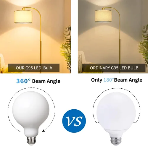 Miniatura 3 de paquete de 2 focos LED Globe G30/G95, foco LED Globe de luz blanca cálida 2700K regulable, equivalente a 5 W, foco LED Globe de 40 W, CRI 90+