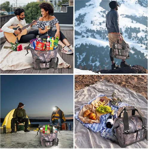 Miniatura 7 de Bolsa de reefer aislada, portátil, con aislamiento térmico, plegable, suave, adecuada para almuerzo, picnic, pesca, barco, campamento, playa, viaje