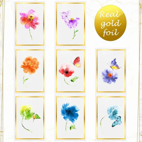Miniatura 3 de Colarr 80 juegos de tarjetas florales en blanco a granel de 4 x 6 pulgadas, tarjetas de felicitación de flores silvestres de acuarela con sobres