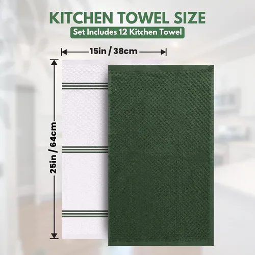 Miniatura 5 de Infinitee Xclusives Toallas de Cocina Premium - [Paquete de 12] Toallas de Mano de Cocina 100% Algodón (15 x 25 Pulgadas) - Paños de Cocina Verde