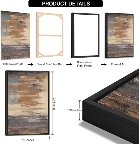 Miniatura 8 de ASDCEUTICALS Lienzo grande para pared, cuadros abstractos marrones para sala de estar, decoración de pared retro estética, pinturas rústicas, obras