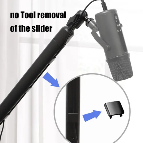 Miniatura 7 de 360 grados giratorio micrófono brazo brazo soporte aluminio construcción para teléfono tableta transmisión en vivo