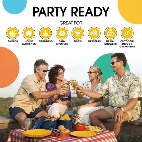 Miniatura 7 de Exquisite Party Solids - Platos desechables de papel amarillo de 7 pulgadas, para fiestas, 100 unidades, resistentes, 350 GSM, suministros