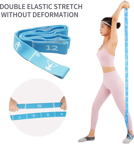 Miniatura 3 de Correa de yoga con bucles de 10/12 – Banda elástica multifuncional para pilates, danza, gimnasia, terapia física, entrenamiento de flexibilidad