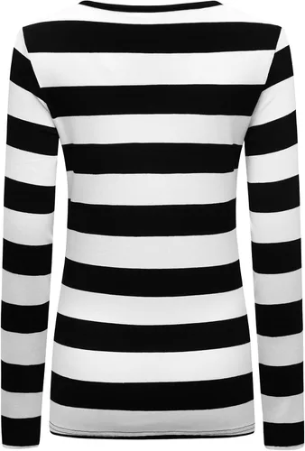 Miniatura 4 de Formeet17 Camiseta de manga larga a rayas para mujer, elástica, cómoda, cuello redondo