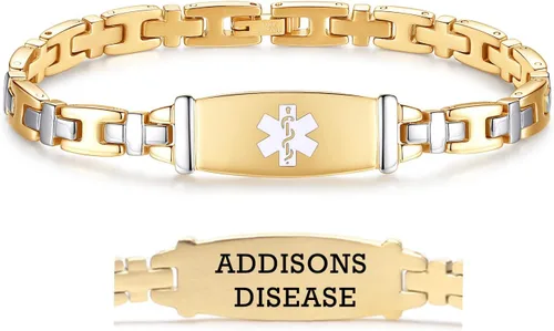 Miniatura 24 de LinnaLove Lady Medical Alert - Pulseras médicas de acero inoxidable para mujer, 7.5 pulgadas