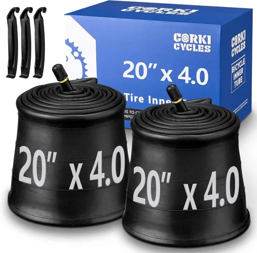 Corki Cycles - Tubo de neumático grueso de 20 x 3.0 pulgadas, 20 x 3.5 pulgadas, 20 x 4.0 pulgadas con válvula Schrader de 1.260 in, tubos