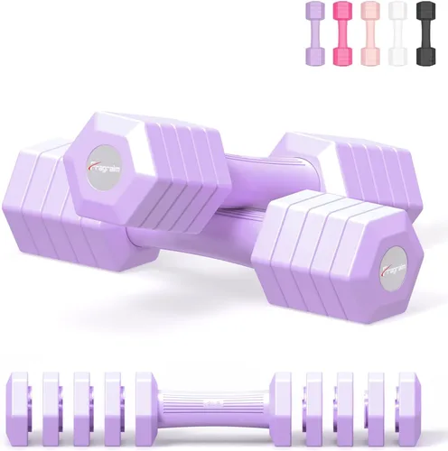Miniatura 15 de Juego de mancuernas ajustables, juego de pesas de mano 4 en 1 para mujeres y hombres, un par de mancuernas de 10 libras cada uno de 2 libras, 3 Azul