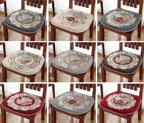 Miniatura 2 de EORNOW Juego de cojines para silla de comedor con lazos, juego de 1/2/4, almohadillas antideslizantes para silla de comedor con funda extraíble
