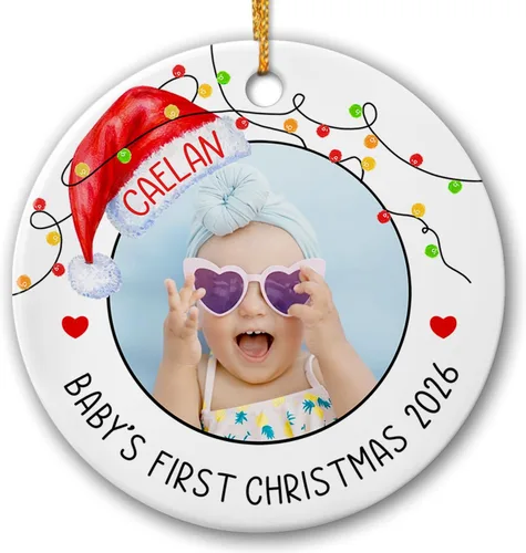 Miniatura 10 de Foto personalizada para el primer adorno de Navidad del bebé 2026, regalo de recuerdo del bebé, adornos de foto de primera Navidad para bebé