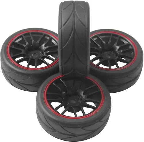 Miniatura 3 de ShareGoo - Llantas hexagonales de 0.472 in y neumáticos de goma de diámetro exterior de 2.59 pulgadas para auto de turismo RC 1/10 en carretera