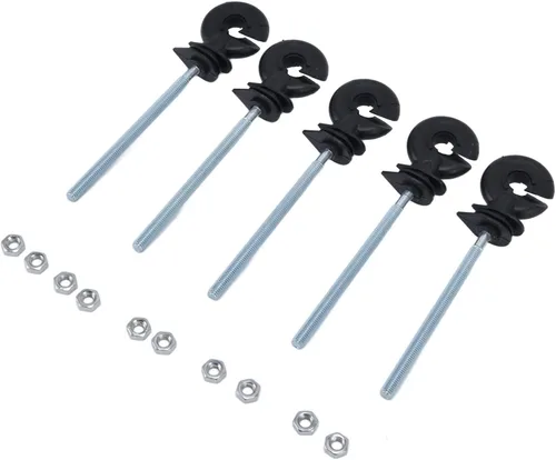 Aislador negro roscado M6 para cercas eléctricas para cría de animales, postes de madera electrónicos, 100 juegos de aisladores eléctricos para