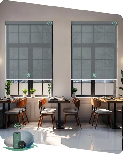Miniatura 21 de Yoolax Persianas solares motorizadas que filtran la luz, persianas inteligentes con control remoto, funcionan con Alexa, persianas enrollables