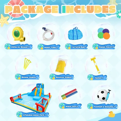 Miniatura 5 de Doctor Dolphin Casa de rebote para niños, casa inflable con tobogán, casa hinchable para niños, castillo hinchable para tobogán acuático inflable