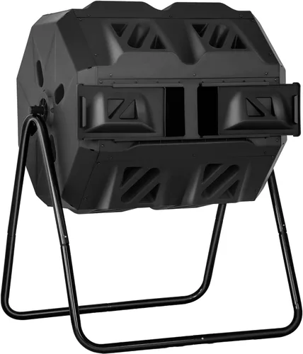 Miniatura 8 de Contenedores de Compostaje de 43 Galones para Exteriores Contenedor de Compostaje Giratorio Cubo de Compostaje Giratorio Cubo de Basura con Cámara