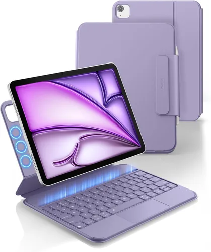 Dexnor Funda para iPad Air de 11 pulgadas con teclado M4/M3/M2 (2026/2025/2024) y iPad Pro 11 (4ª/3ª/2ª/2ª/1ª generación) y iPad Air 5ª/4ª Púrpura