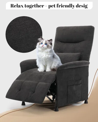Miniatura 6 de Silla reclinable eléctrica para adultos, sofá reclinable eléctrico con masaje térmico y vibración, reclinable ajustable con bolsillo lateral