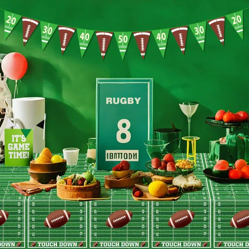 Miniatura 4 de Manteles de fútbol, paquete de 4 fundas rectangulares para mesa de fútbol, para el día del juego, campo de fútbol para decoraciones de fútbol