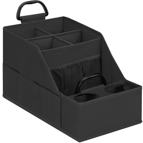 Organizador de asiento de automóvil para asiento trasero, organizador de automóvil con 12 compartimentos de almacenamiento, 2 portavasos,