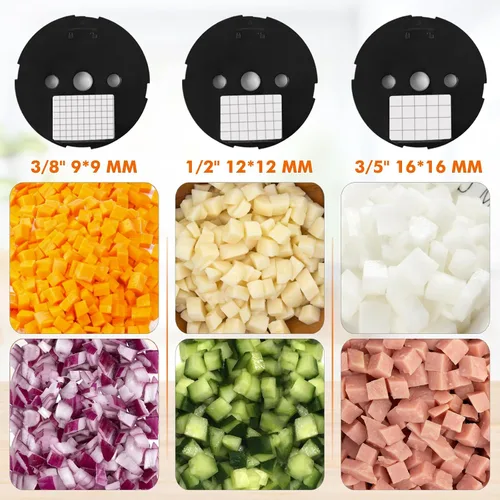 Miniatura 2 de Procesador de Alimentos Comercial Eléctrico Anatole para Vegetales con 3 Cuchillas de Acero Inoxidable de Alta Capacidad para Zanahoria, Papa