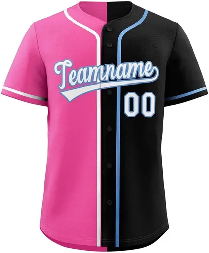 Miniatura 35 de Camiseta de béisbol dividida personalizada con botones y número de nombre cosido personalizado para hombres/mujeres/niños