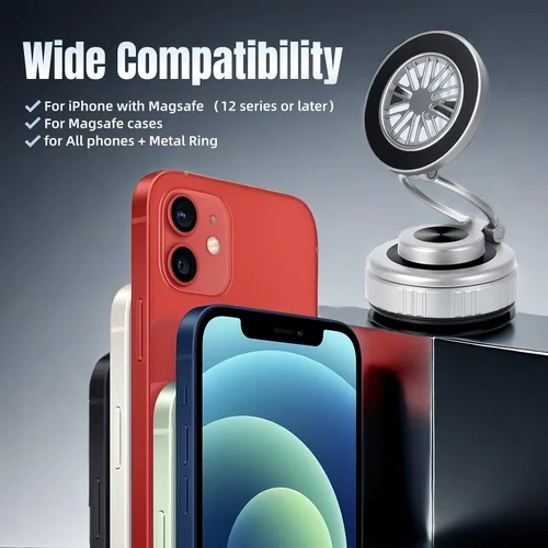 Miniatura 6 de Soporte magnético para teléfono de coche con ventosa fuerte 360° ajustable plegable soporte de teléfono portátil para tu coche/gimnasio/espejo