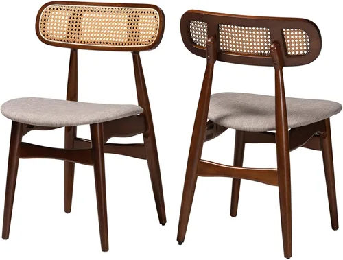 Miniatura 11 de Baxton Studio Tarana - Juego de 2 sillas de comedor, color crema/negro/marrón claro