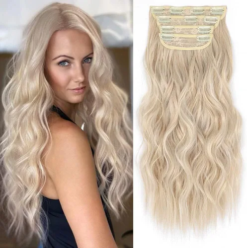 Miniatura 21 de 4 extensiones de cabello sintético suave y natural para mujer, rubio miel, mezcla de castaño castaño, extensiones para mujer