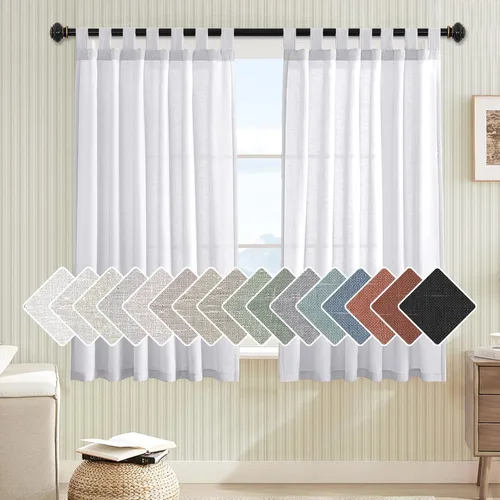 Miniatura 37 de H.VERSAILTEX Cortinas aireadas mezcladas de lino natural con pestaña superior para sala de estar, decoración del hogar, material suave y rico que