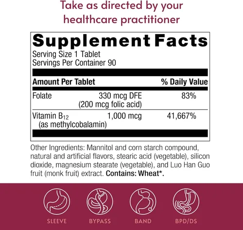 Miniatura 4 de Bariatric Advantage SpeedyMelts Vitamina B12-1000 mcg - para pacientes de cirugía bariátrica - Fórmula de disolución rápida y de gran sabor