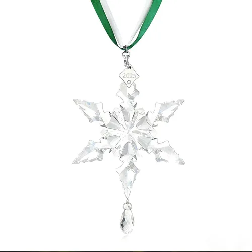 Miniatura 9 de Adornos de Navidad anuales 2025 con estrella de copo de nieve de cristal, adornos para árbol de Navidad, colgante, atrapasoles, decoración colgante