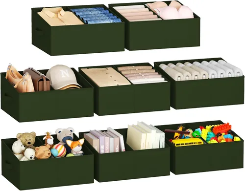 Miniatura 28 de DIMJ Contenedores de almacenamiento trapezoidales para ropa, 4 paquetes organizadores de armario y cestas de almacenamiento, cestas plegables