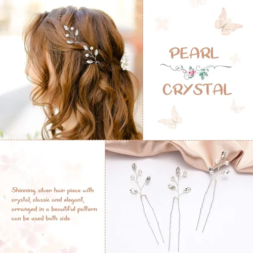 Miniatura 3 de 12 horquillas para el pelo de novia, accesorios de cristal, perlas de diamantes de imitación para novias, damas de honor, accesorios de boda