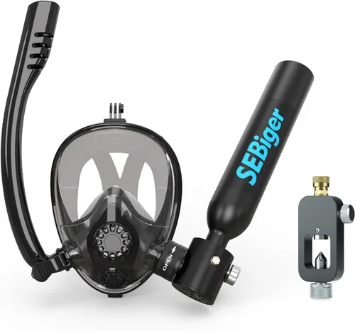 Miniatura 8 de Máscara de snorkel Mini tanque de buceo 0.5L hasta 6 minutos de respiración submarina dentro de 30 pies de profundidad de buceo pequeño tanque