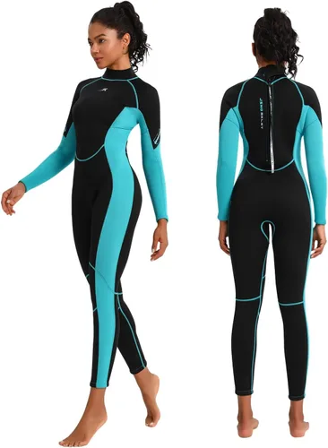 Traje de neopreno para mujer, de 3 mm con cremallera trasera, traje completo para buceo y natación