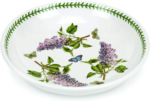 Portmeirion Botanic Garden - Tazón de fruta bajo Tazón para pasta de 13 pulgadas con motivo lila Fabricado en Inglaterra con loza fina Apto para