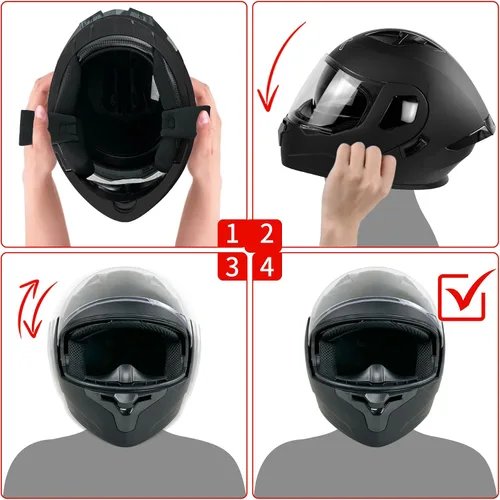 Miniatura 6 de Casco para motocicleta integral, negro mate, con certificación DOT, diseño abatible
