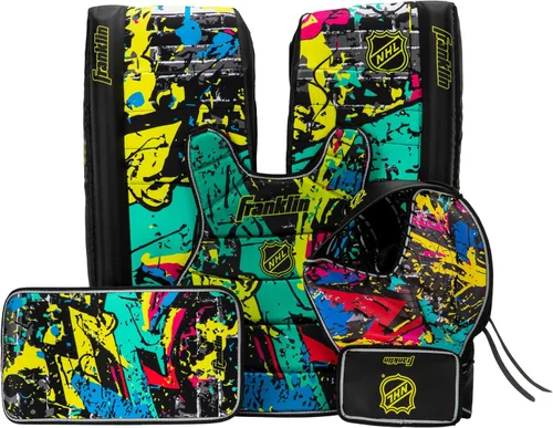 Miniatura 10 de Franklin Sports NHL Kids - Juego de almohadillas de portero de hockey callejero para niños, equipo de entrenamiento de hockey para niños, incluye