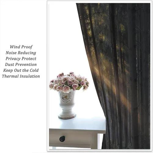 Miniatura 5 de Cortinas de bosque, árboles altos rectos, encantadores paisajes con temática de la naturaleza, cortinas opacas decorativas, para dormitorio, sala