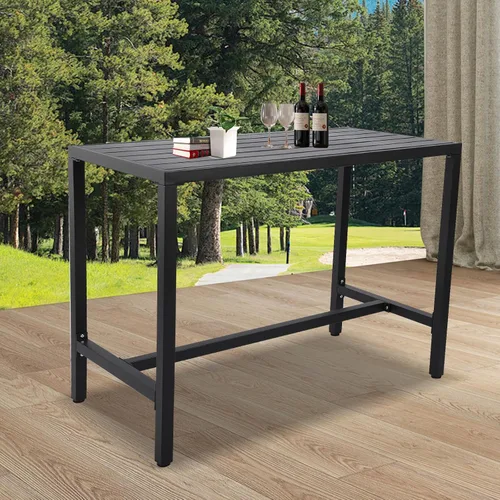 Miniatura 7 de Mesa de Bar para Exteriores, Mesas de Consola de Patio Tipo Pub con Marco de Acero con Recubrimiento en Polvo, Superficie Resistente a la Intemperie