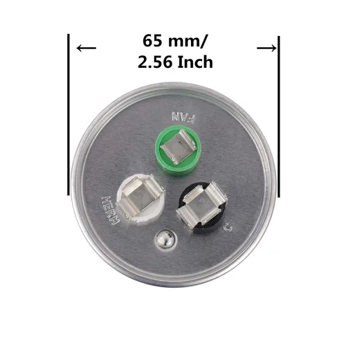 Miniatura 2 de BOJACK 75+10 uF ±6% 75/10 MFD 370/440 VAC CBB65 Condensador redondo de arranque de doble funcionamiento para condensador recto frío o bomba de calor