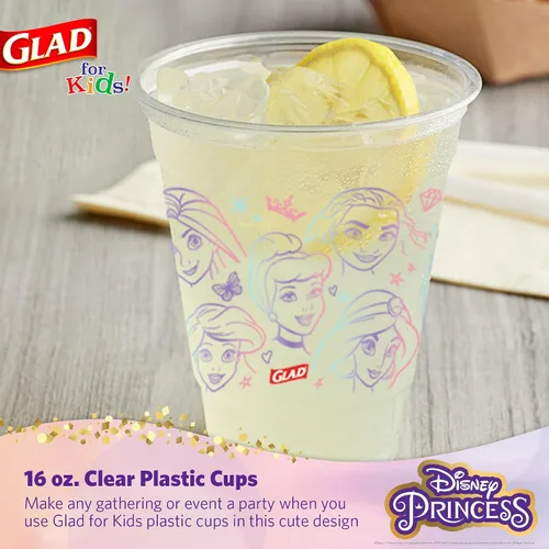Miniatura 2 de Glad Vasos de plástico desechables de Disney Princess para niños, divertidos, resistentes, aptos para niños, vasos desechables de plástico para uso