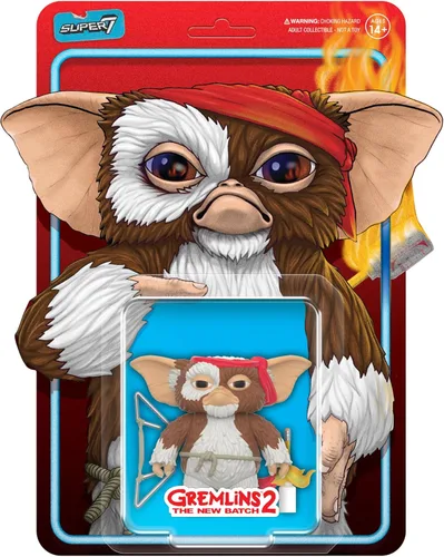Super7 Figuras de Reacción de Gremlins - Gizmo (Tarjeta de Personaje Listo para la Batalla) Figura de Acción