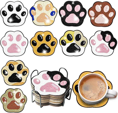 Miniatura 18 de 6 piezas de posavasos de pintura de diamante Posavasos de arte de diamante Pintura de arte de diamante de trasero de animal Regalo de arte