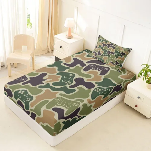 Miniatura 2 de Erosebridal Camouflage Sheets for Boys Girls Game Console Fitted Sheet,3D Gamer Controller Kids Bedding Sets Army Camo Bed Sets Twin 2 Piece